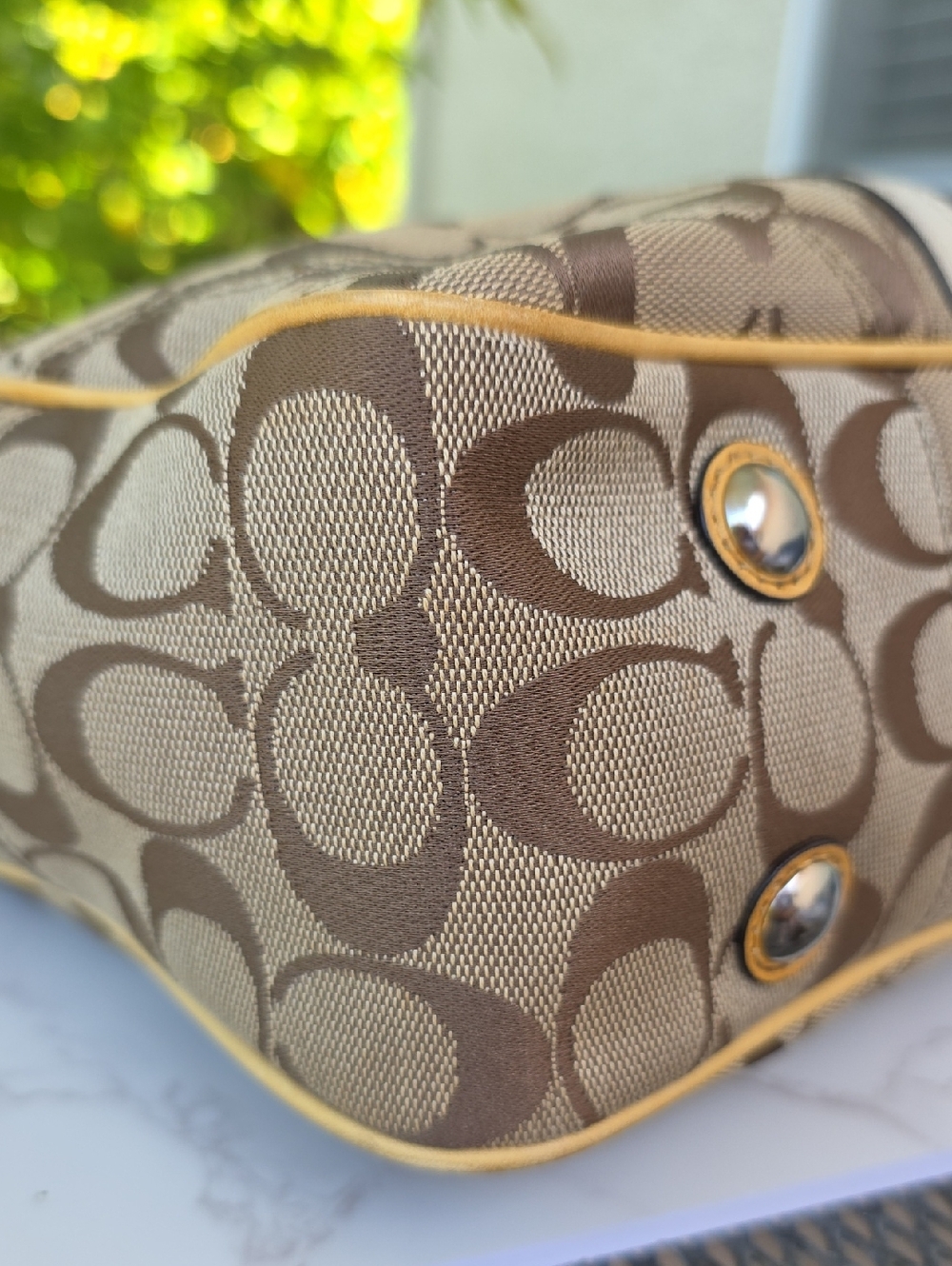 Coach Y2K Nancy Brown Signature Canvas Leather Shoulder Tote Bag Zebra Stripe - Picture 16 of 16